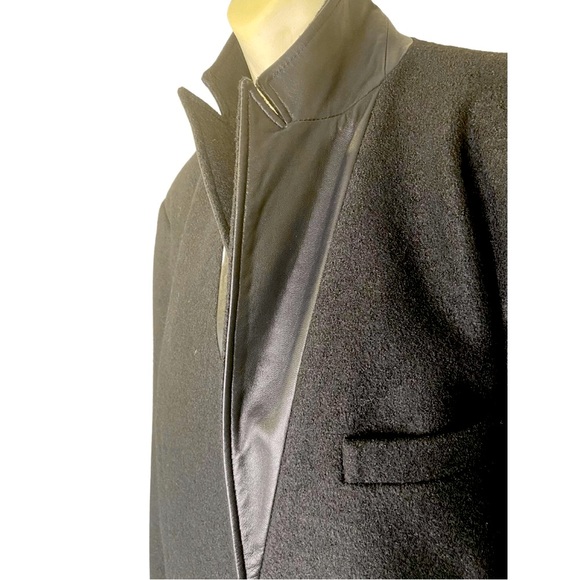 ๐ SOLD ๐ 7 For All Mankind Wool Black Jacket Blazer Lamb Leather Size XL - Picture 2 of 11